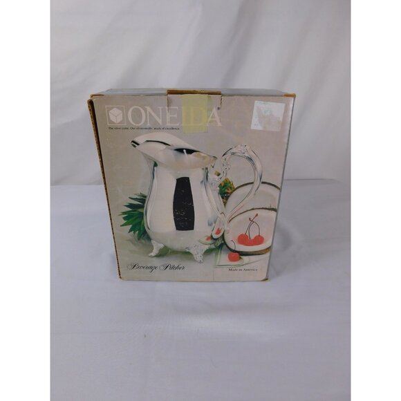 SALE Oneida Silver Plated Beverage Pitcher Footed Elegant Serveware Made in Amer - Picture 4 of 12